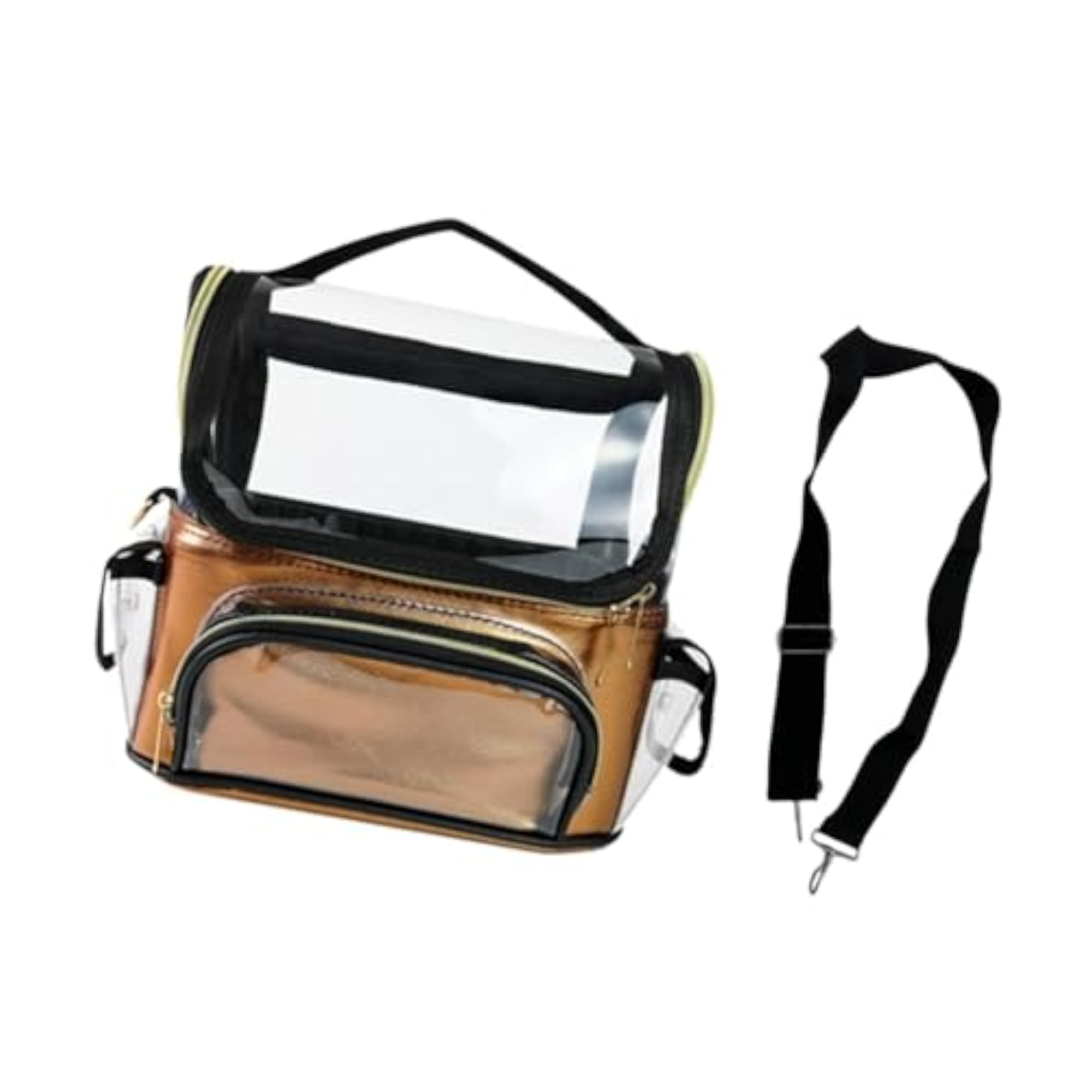 Golden Transparent Makeup Case, Waterproof Organizer